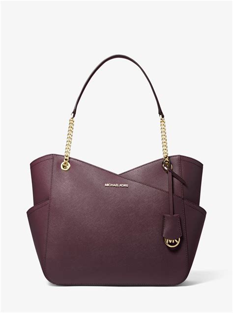 michael michael kors jet set large saffiano leather shoulder bag|Michael Kors saffiano tote bag.